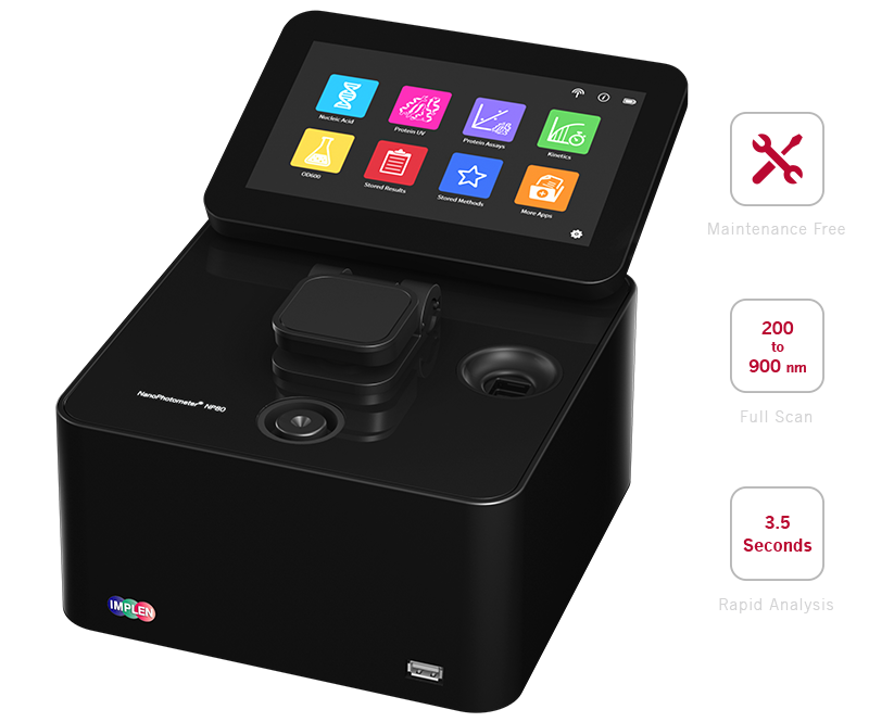 implen, nanophotometer, spectrophotometer, nanodrop alternative, nano drop, NP80 spectrophotometer