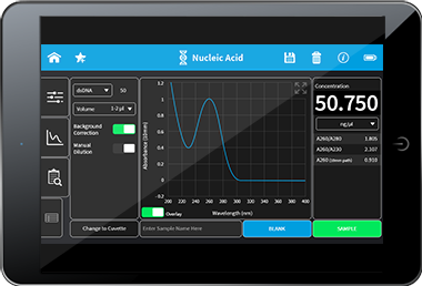 implen nanophotometer NPOS UV vis spectroscopy mobile on tablet