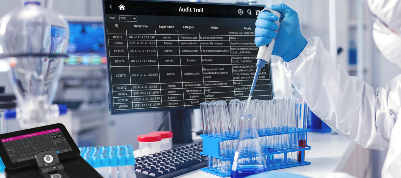 Implen-UV-Vis-Spectrophotometer-Nanophotometer-LIMS-integration-audit-trail-np80-proteins-1350x600