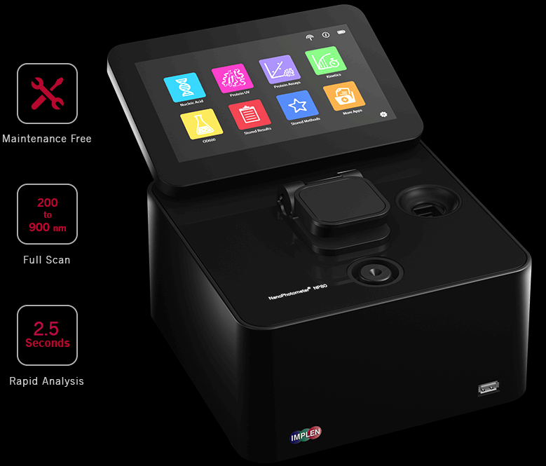 implen uv vis nanovolume spectrophotometer nanodrop alternative np80_allinone